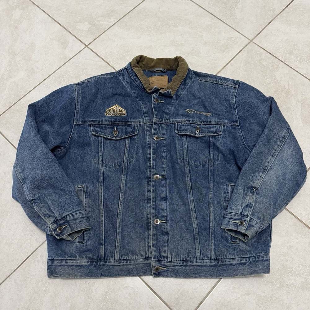 Vintage Swingster Denim Jacket Mens 2XL Blue Plaid‎ Lined Workwear Button Up 90s